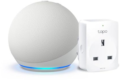 Echo Dot (5th generation) | Glacier White + TP-Link Tapo P110M Smart Plug with Energy Monitoring, Works with Alexa - Smart Home Starter Kit, with Alexa+ Early Access