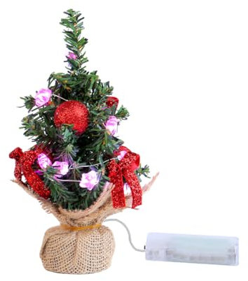Aublinto Mini Weihnachtsbaum Kleiner Weihnachtsbaum mit Beleuchtung LED Tisch Weihnachtsbaum klein künstlich geschmückt für DIY Schaufenster Figuren Weihnachts-Baum Beleuchtung Weihnachten Advent