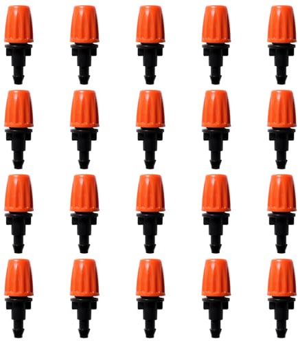 VooGenzek 20 PCS Adjustable Irrigation Dripper Sprinklersfor 4/7 mm Drip Tubing, Micro Watering Sprinklers, Garden Irrigation Nozzle, for Garden, Farm, Orange