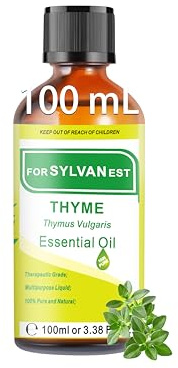 FORSYLVANEST Thymianöl 100ML, Natürliches ätherische Öle, Natürliche Thymianöl, Geeignet für Haut-, Körper- und Haarpflege, Diffusoren, Kerzen, Seifen, Handwerk und DIY