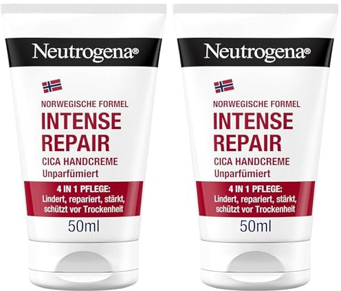 Neutrogena Intense Repair CICA Handcreme, unparfümierte Handcreme für sehr trockene Hände mit 45% Glycerin & Centella Asiatica, pflegende Feuchtigkeitscreme für extrem trockene, juckende Hände (50 ml)