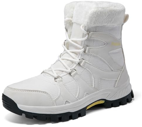 Generisch 2026 Pairs Winter Plus Thick Snow Boots Warm Lace-Up Boots for Men Women, White, 6 UK
