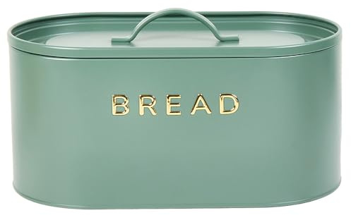 wilko Typhoon 4 Piece Storage Set, Green, Coated Steel, Bread Bin with Tea Coffee Sugar Canisters, Solid Pattern, Modern Style, Lids with Handle, 39 x 18 x 12cm
