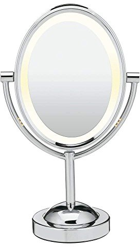 Conair Lighted Makeup Mirror, LED Vanity Mirror, 1X/7X Magnifying Mirror, Double Sided, Corded in Polished Chrome