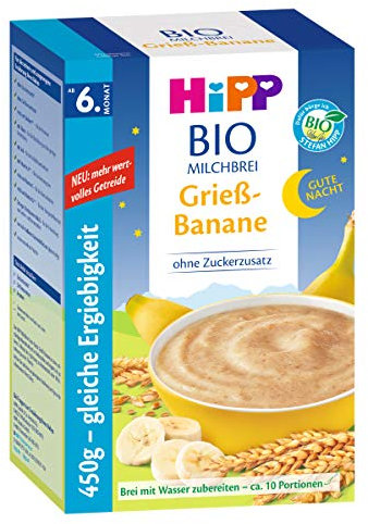Hipp Gute-Nacht-Brei Grieß Banane 450g, 2er Pack (2 x 450g)