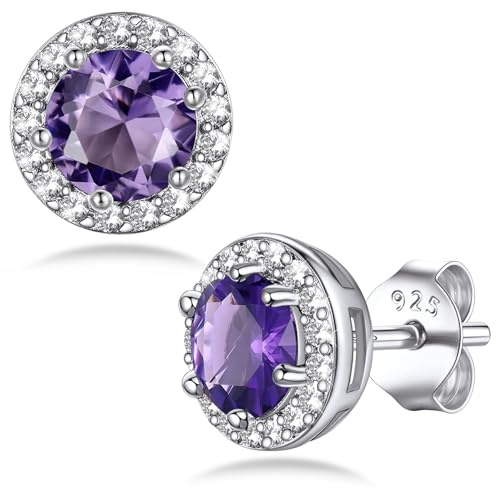 Bestyle Argent 925 Sterling Strass Boucles d'oreilles Femme Pierre Zircon | Piercing Oreilles Pierrres Zirconium 12 Mois Hypoallergénique