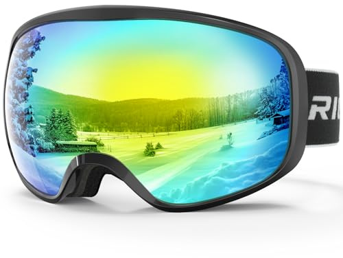 RIOROO Premium skateboard motorcykel skidglasögon och glasögon för män kvinnor, 100 % anti-UV, dammtät, anti-dimma, dubbel lins, snöskoter, motorcykelglasögon, skidglasögon, för skidåkning, surfing