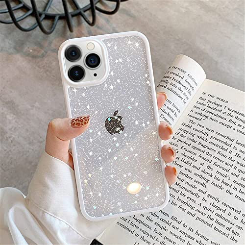 EKAM TPU Back Case for iPhone 11 Pro Max - Glitter Translucent Sparkly Bling Design for Girls Women Liquid Silicone, Anti-scratch Shockproof Protective Cases for iPhone 11 Pro Max - 6.5 Inch (White)