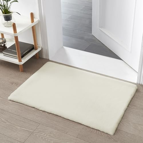 Teppich Wölkchen Tapis Moelleux en Fausse Fourrure - Fourrure De Lapin, Fourrure Courte, Tapis À Poils Longs pour Salon Ou Chambre À Coucher Tapis De Lit - Beige - 60x90cm