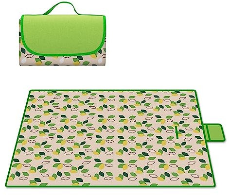 TengYuer Picknickdecke 180x200cm Stranddecke Wasserdicht Sandfrei Isoliert Faltbar Strandmatte mit Tragegriff Outdoor Campingdecke XXL für Camping Parks Strände Picknick GrüNes Laub