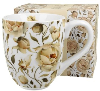 DUO FLORAL XXL Becher 1000 ml ENGLISH ROSES WHITE New Bone China Porzellan