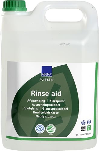 ABENA Puri-Line Dishwasher Rinse Aid | 5L | Dye and Fragrance Free Dishwasher Cleaner, Low Foaming Rinse Aid Dishwasher Cleaner, Suitable for all types of dishwashers