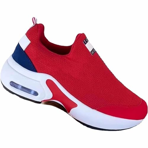 Scarpe Terapeutiche per Diabetici da Donna, Corsa, Alluce Valgo, Piedi Gonfi - Ginnastica Leggere E Traspiranti Antiscivolo Ortopediche per Artrite Edema, Rosso-39 EU