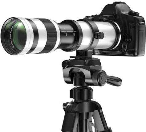 Lightdow 420-800mm f/8.3 Manuelles Superteleobjektiv (62mm Filtergewinde) für Vogelfotografie, Mond & Natur - Vollformat Tele für Nikon F-Mount (D7500, D850, D500, etc.) Weiß