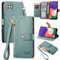 VEEMOS Zipper Wallet Case for Samsung Galaxy A22 5G Phone Case with Purse Card Holders RFID Blocking Leather Flip Case Book Cover Wrist Strap Women - Green