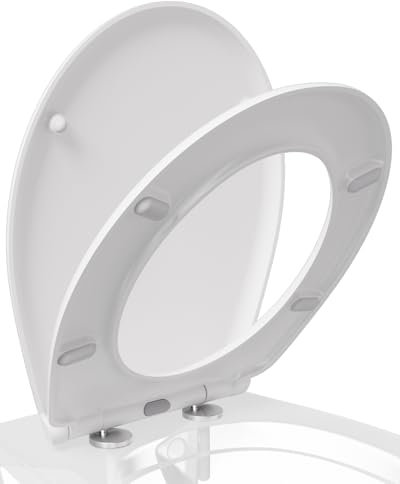ANYCEE Abattant WC avec frein de chute, cuvette toilette forme O, lunette WC en Duroplast, cuvette WC antibactérienne, lunette de toilette inaltérable, très résistant, blanc universel