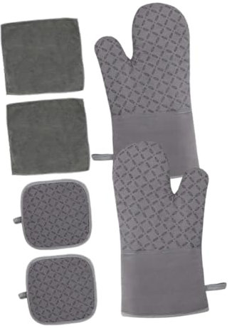 GRIRIW Insulated Gloves for Oven Mitts and Pot Holder Heatproof Silicone Mitts Nonslip Surface for Baking and Microwave Use Includes Protective Mat