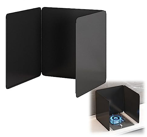 Protection contre les éclaboussures de cuisinière Grille anti-éclaboussures de graisse en acier au carbone noir, plusieurs tailles, 2 côtés, 3 côtés, 4 côtés(3 sides 45x45x45cm)