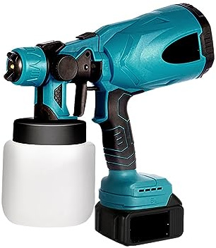 Pistola per Verniciare, Pistola a spruzzo elettrica for aerografo da 800 ml, spruzzatore di vernice senza fili, for mobili, con rivestimento in acciaio, for batteria da 18 V.(Two big battery)