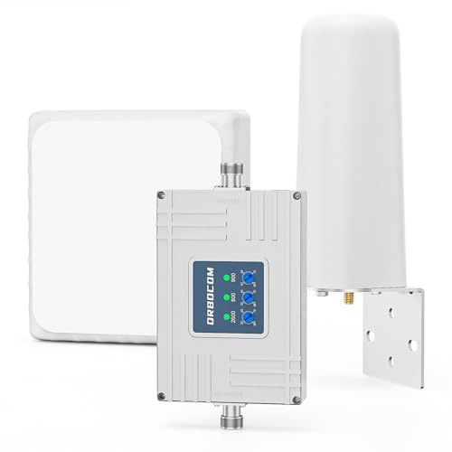 ORBOCOM Amplificateur 5G 4G 3G Amplificateur GSM LTE WCDMA Tri-Bande Bande 20/8/7 (800/900/2600MHz), pour Orange/SFR/Bouygues Tous Opérateurs, Support Multi-Appareils, pour Maison/Bureau