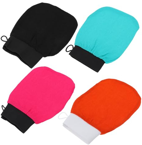 VALICLUD 4pcs Bath Cleaning Mitts Exfoliating Gloves Shower Skin Scrubber Home Bath Body Cleaning Mitts for Deep Clean Random Color