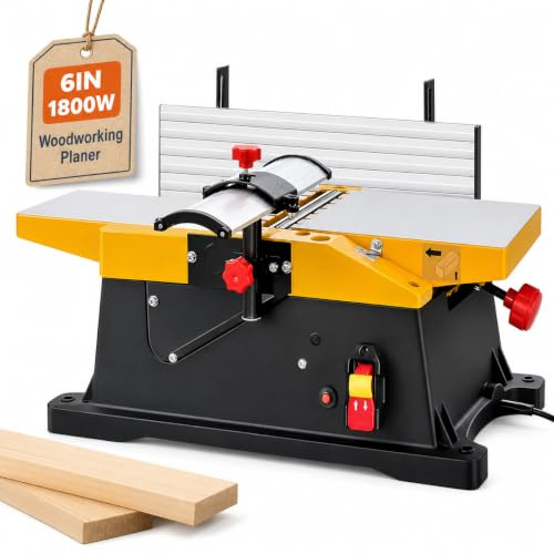 Cepilladora de banco para carpintería de 6 pulgadas, 1800 W - 12000 RPM, mesa de trabajo de cepillado de 155 * 580 mm, poco ruido y poco polvo, para bricolaje y pequeñas fábricas