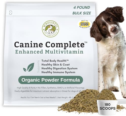 Wholistic Pet Organics Canine Complete - Dog Multivitamin Powder - 4 Lb - Daily Dog Vitamins and Supplements for Homemade Food - Immune System, Skin, Coat & Overall Health - All Breeds - 180 Scoops