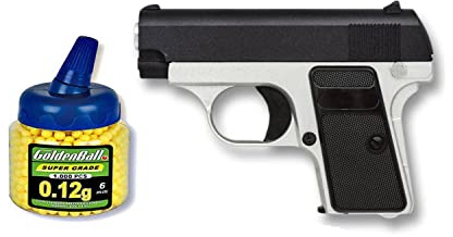 Outletdelocio. Pistola Airsoft Mini G1, Metalica. Calibre 6mm. + Funda Portabalines + Biberon 1000 Bolas. 50980/21993/23054