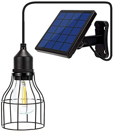 Ousam Led Solar Lights Outdoor Dusk to Dawn Shed Light 9.8FT Extension Cable Solar Powered Bulb Pendant Waterproof for Indoor, Chicken Coop, Porch, Gazebo, 3000K Warm