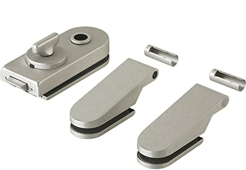 Dorma Glas Glastürgarnitur Glastürschloss WC Studio Rondo + Türband für Glastüren, Aluminium Edelstahl Effekt
