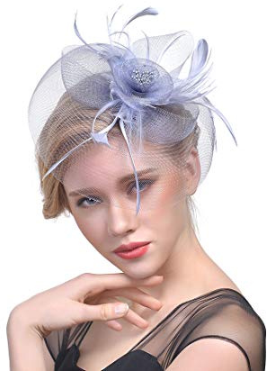 Ulalaza Chapeau de fascinateur pour Femme Pince à Cheveux Plume Mariage mariée Cocktail Chapeau Derby église Banquet pour Les Filles
