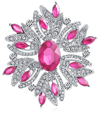 Mode Große Erklärung Vintage-Stil Simulierten Edelstein Kristall Schal Blume Art Deco Brosche Pin Für Frauen