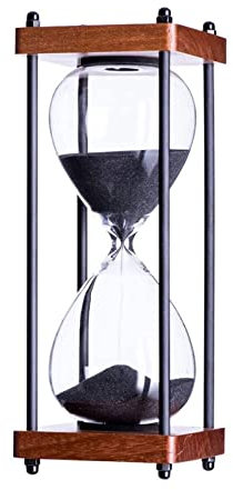 BOSUGE, 30 Minuten großer Sanduhr-Timer aus Holz, schwarze Sanduhr-Dekoration, Esszimmer, Wohnzimmer, Schrank, Büro, Schreibtisch, Schlafzimmer, Party, Urlaub, Sanduhr, Timer, kreatives Geschenk. ( Co
