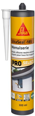 SIKA - Mastic silicone universel - SikaSeal-185 Menuiserie blanc PVC - Joint de construction, menuiserie, vitrerie - Intérieur et extérieur - 300 ml