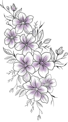 Temporäre tattoos Veilchen - 1 Blatt von Fake tattoos | Blumen Tätowierung | Lila | Veilchen Klebetattoos, Damen - TATTOO YOUR STYLE
