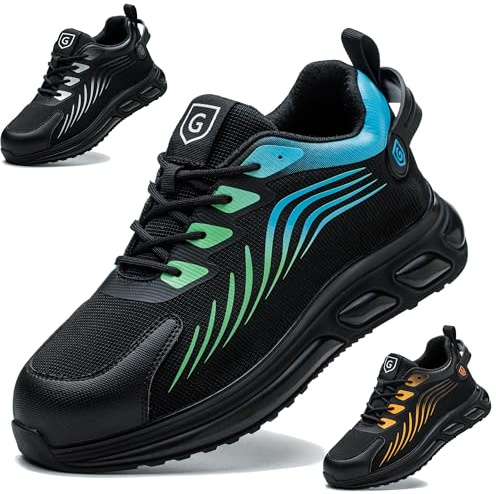 Uomo Scarpe 45EU Scarpe Antinfortunistiche Leggere Comodo Uomo Scarpe da Lavoro con Punta in Acciaio Ammortizzazione Scarpe Protettive Industriali Invernali Blu Verde