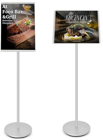 THCTYRP Présentoir au sol A3 Argenté - Chevalet d'affichage en aluminium réglable pour affiches, menus, panneaux d'information