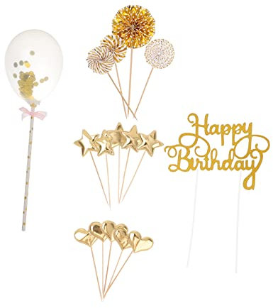 MERRYHAPY 17piezas Adornos Para Pastel De Cumpleaños Decoración De Fiesta Tema Creativo y Efecto Atractivo Para Celebraciones De Cumpleaños y Postres