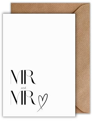 WBdesignz Hochzeitskarte „MR and MR mit Umschlag – stilvolle Karte für zwei Männer – moderne Hochzeit oder Verlobung – minimalistische Typo-Lovecard - LGBTQ+ (DIN A6)