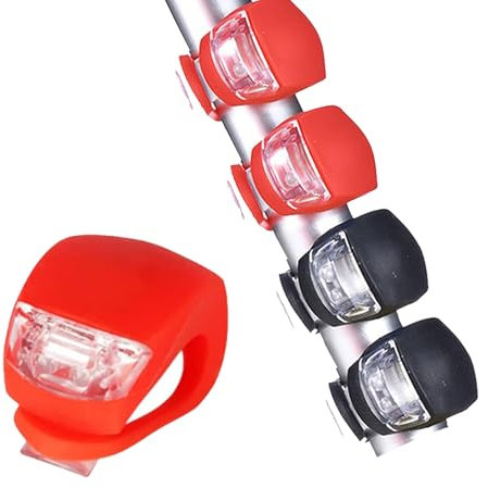 4Pcs Bike Lights Front and Back - Reliable Companion for Outdoor Cycling, Three Brightness Level Options Ensuring Nighttime Riding, Highly Elastic Waterproof LED Bike Lights Black & Red