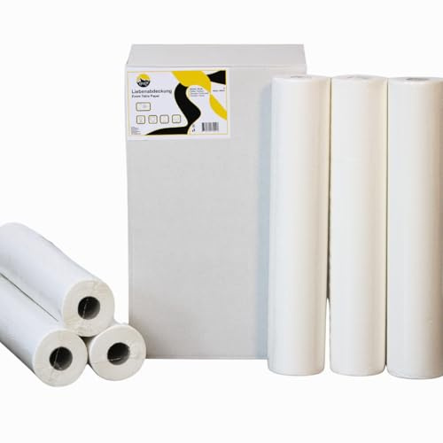KURTT Ärztekrepp 2-lagig | Größe 59cm x 50m | hochwertig weiße, Liegerolle | doppelschichtige perforierte Papierrolle | Ideal für Krankenhäuser, Praxen, Tattoostudios - Ärzterollen - Ärztekrepp (6)