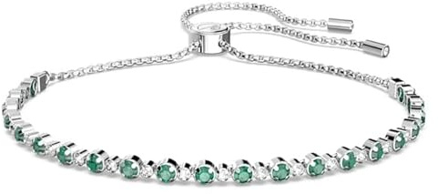 Swarovski Bracciale tennis da donna Matrix, taglio rotondo, placcato in rodio verde 5632064
