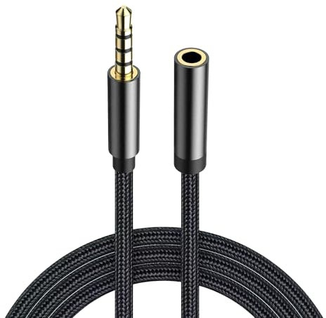 eModwey 5M Cavo di Prolunga Audio Jack 3,5mm Cavo Audio Stereo Prolunga Maschio a Femmina Cuffie Prolunga Nylon Intrecciato, Nylon Intrecciato, Compatibile con Smartphone, Tablet, PC, Cuffie