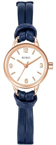 BUREI Mini Armbanduhr Damen Klein mit Lederarmband – Japanisches Quarzwerk & Handgemachtes Echtleder – Elegante Analog Uhr