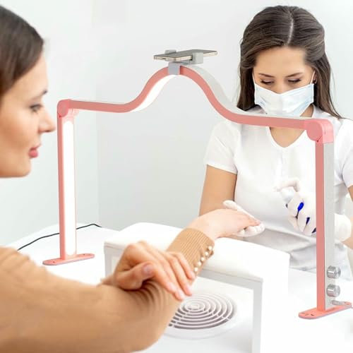 XDRGOOIUY 35-Zoll-Halbmondlicht für Nageltisch mit Halterung, Faltbare Nageltechniklampe für den Schreibtisch, 3 Farbtemperaturen und 10 einstellbare Helligkeiten