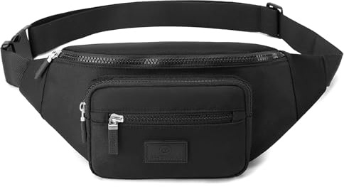 Bauchtasche Gürteltasche für Damen und Herren Hüfttasche Handytasche Sport Laufgürtel, Schwarz