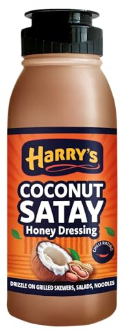 HARRYS HOT HONEY Coconut Satay - Creamy Peanut Sauce with Coconut & Honey - DRIZZLE ON GRILLED SKEWERS, SALADS, NOODLES - UK Made - 280g
