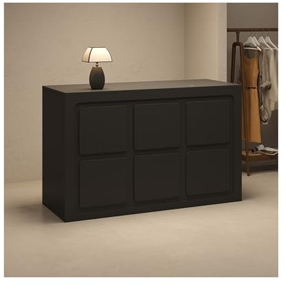 Moderno banco da ricevimento con cassetti con serratura, bancone commerciale per negozi di abbigliamento e saloni di bellezza, elegante tavolo da ricevimento nero (L80 cm)