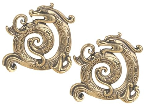 TOYZFRIENDY Drachenornament 2 Stück aus Messing, Gold, Retro für Tischdeko | Chinesischer Drache, Stabile Innenraum Dekoration, 2stücke mit Einzigartiger Form