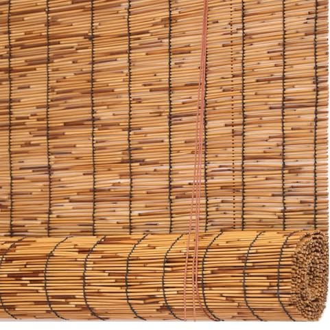 Patio Shades Bamboo Roll Up Blinds, Natural Reed Roller Shades for Outdoor Porch Privacy Blackout Roller Blinds, 24 36 48 60 72 84 96 Outside Sun Shade Waterproof Roll Up Shade(72 W x 72 H)